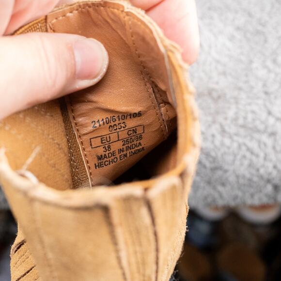 Zara Mustard Suede Cuban Boots Western Style Sz 38 7.5 Ankle Bootie - Picture 6 of 8